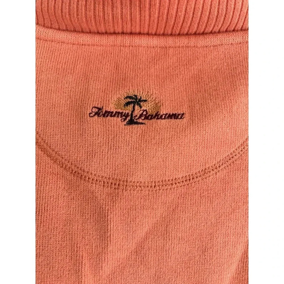 Tommy Bahama Aruba 1/4 Zip Knit Sweatshirt Sweater Coral Orange S - Picture 3 of 9